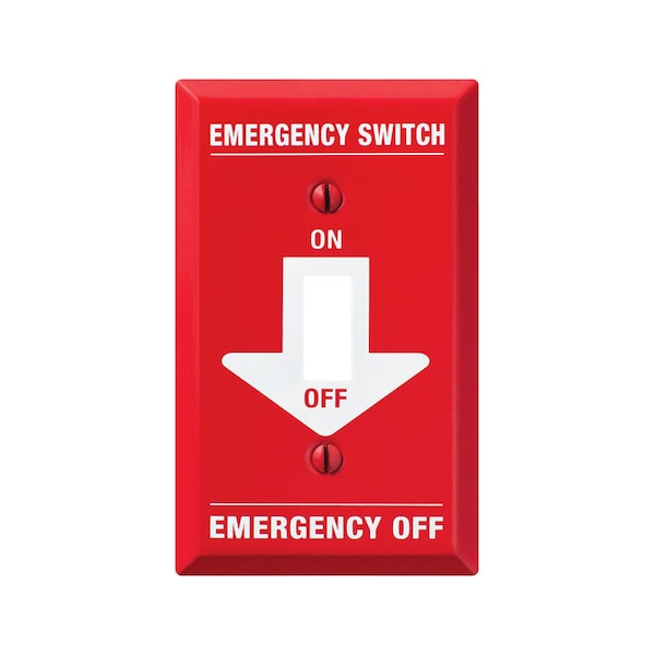 Amerelle Emergency Switch Wall Plate, Number of Gangs: 1 gang Stamped Steel, Red C972T - main